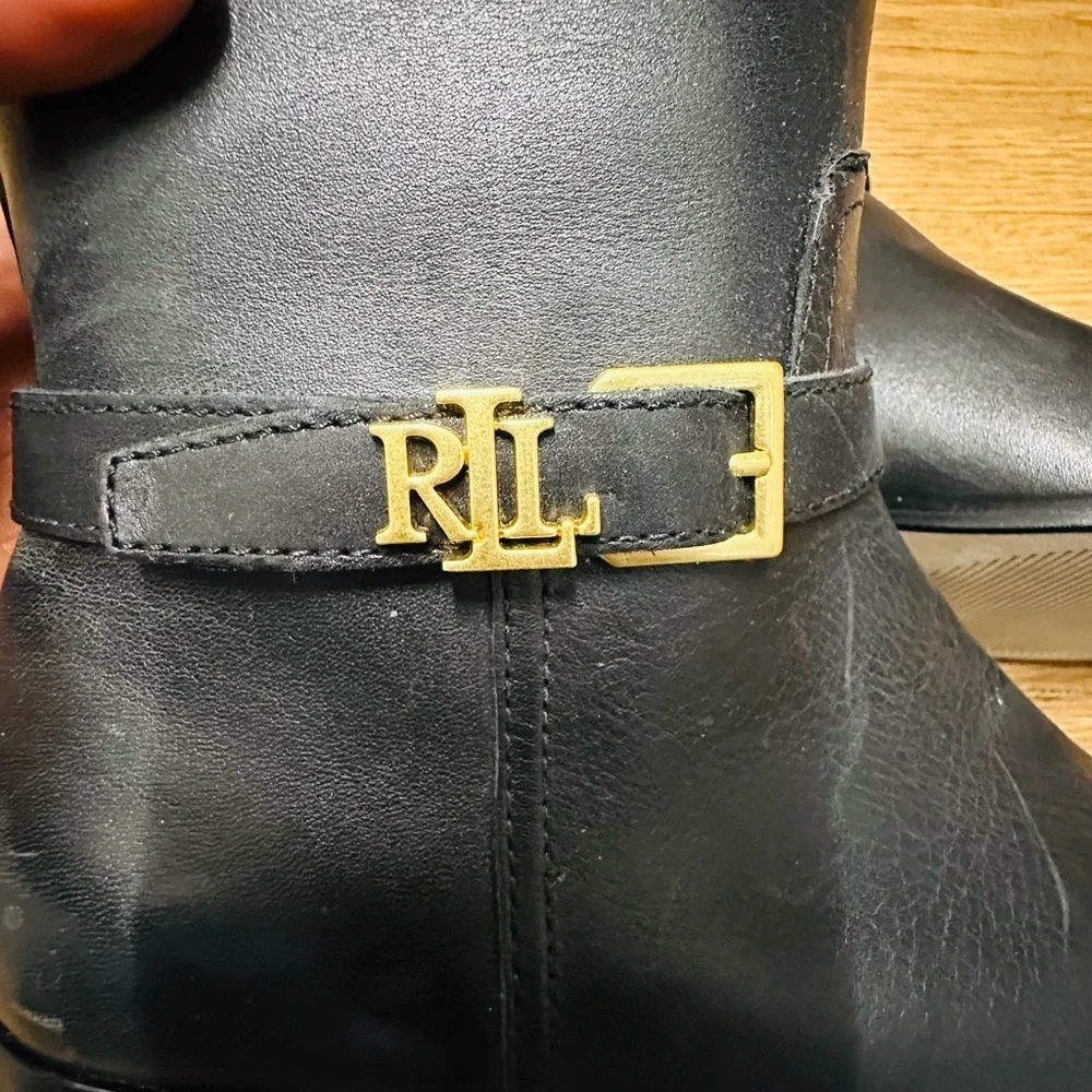 RALPH Lauren Black Tall Leather Riding Boots